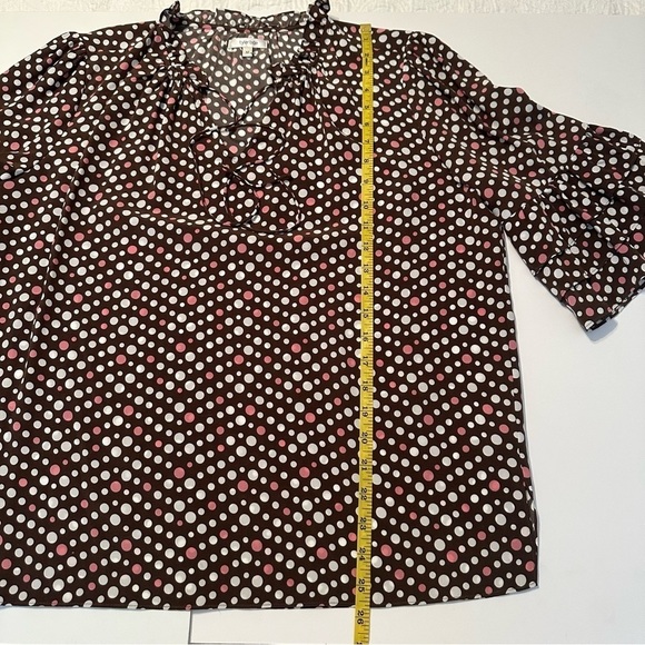 Tyler Boe 100% Silk Polka Dot Ruffle Neck Top - Medium - Picture 14 of 15